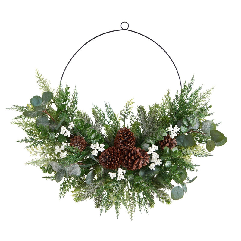 Pine, Eucalyptus, and Berries Metal Circlet Wreath