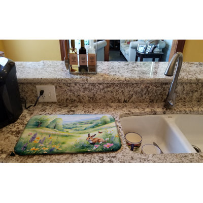 Rabbit Springtime Meadow Dish Drying Mat