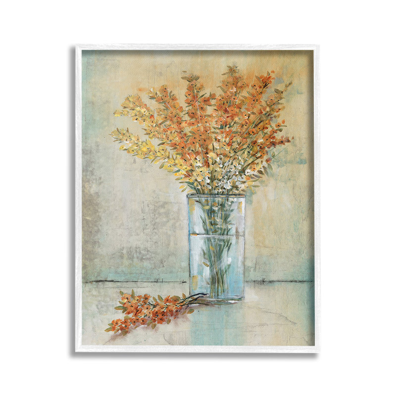 Vase orange, H 30 po x l 24 po, Giclée encadrée blanc bord de mer