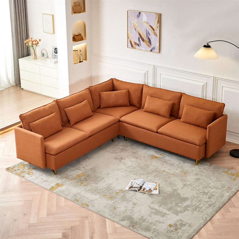 Canapé modulaire 3 pièces Mattin, Orange moelleux