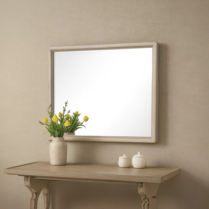 Miroir de commode Myna, verre biseauté, brun chêne, 34 x 45