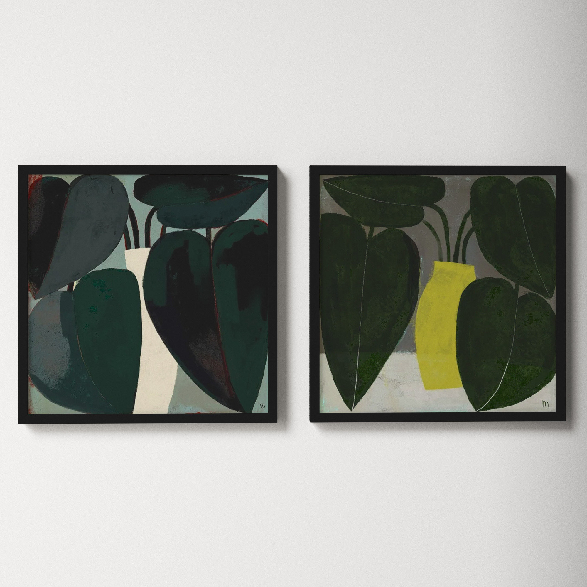 Plant Set Of 2 by Studiom, Black, 16" H x 16" W