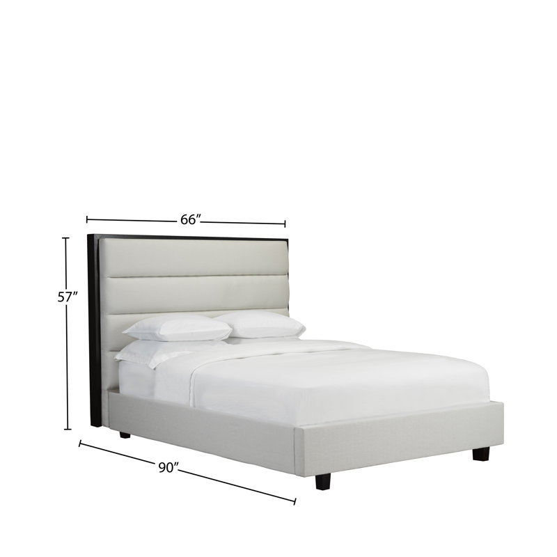 Lit plateforme avec rangement rembourré Haltwhistle, Blanc cassé, Grand