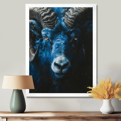 «Blue Gray Astrology Celestial Courage Aries», reproduction d'art astronomique murale