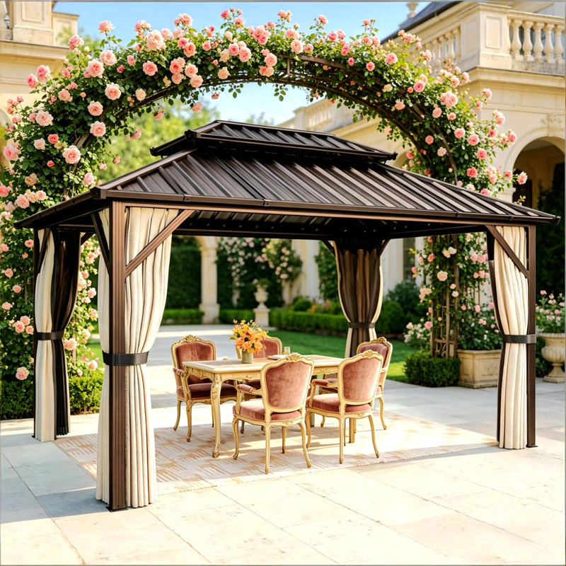 Abri de jardin à toit rigide, abri de jardin extérieur, abri de jardin en aluminium imperméable (ne comprend que l'abri de jardin)