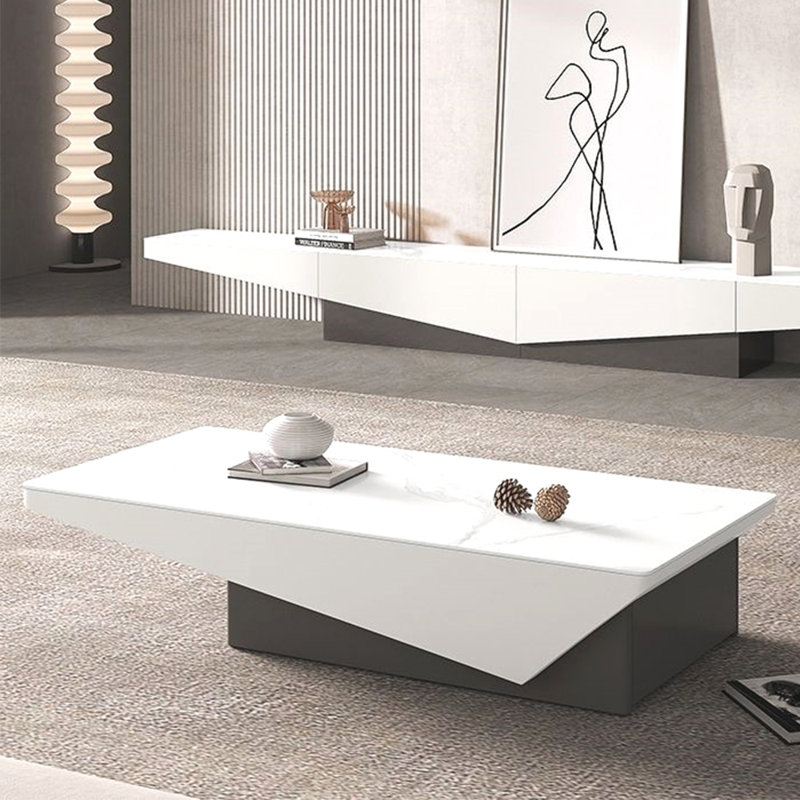 Rock board high sense creative tea table, 13.78" H x 51.18" L x 27.56" W, White