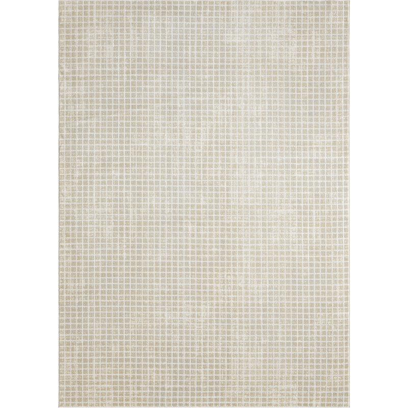 Abani Kyleigh DAL120A Beige Micro Grid Rug, Rectangle 4' x 6'