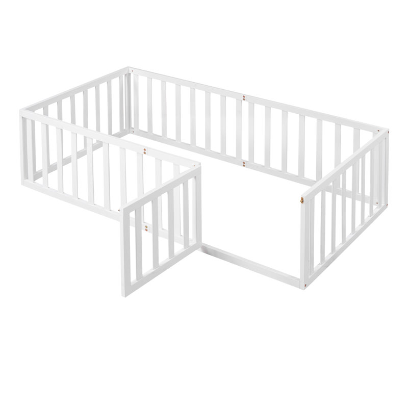 Wood Daybed Frame With Fence, Twin, White