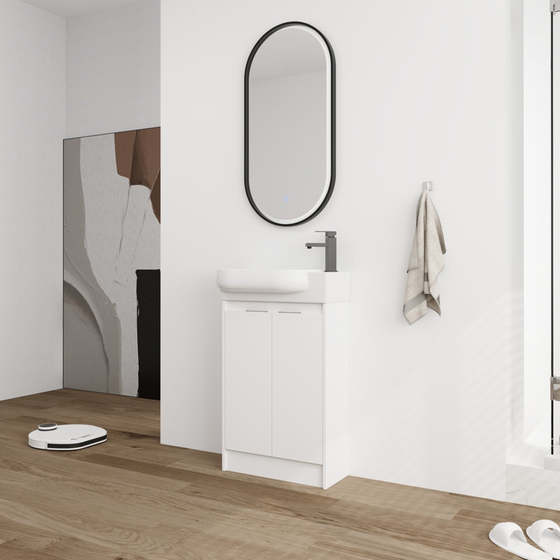 Meuble-lavabo simple 23 po avec comptoir en céramique, Blanc