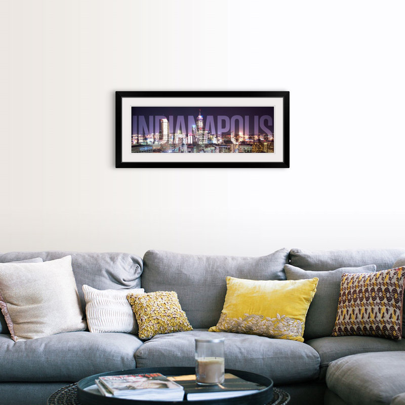 « indianapolis, transparent overlay », impression, H 20 po x l 44 po x P 1 po, Cadre noir