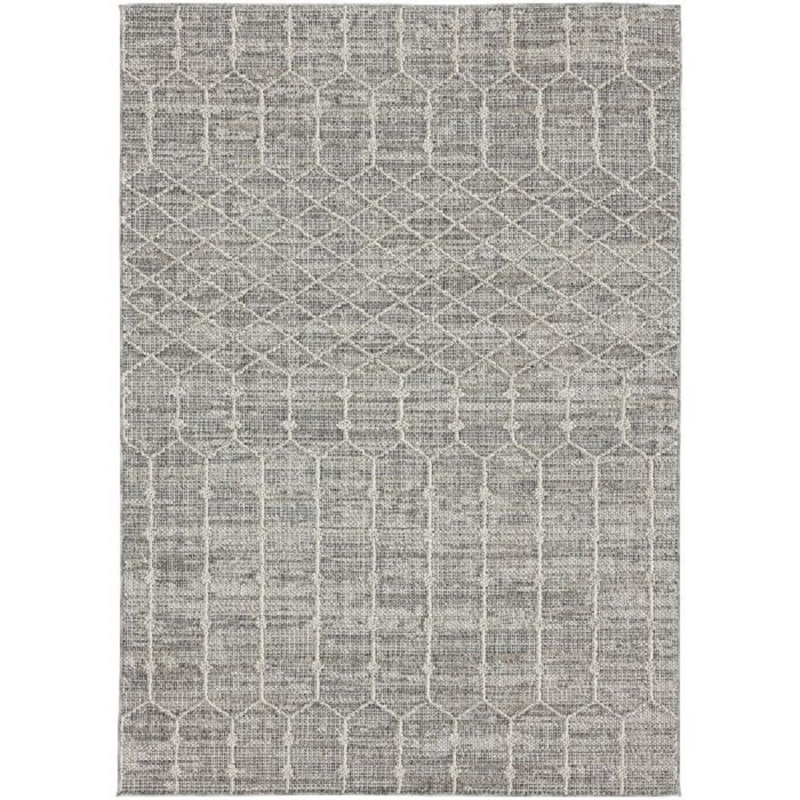 Tapis gris tissé à la machine Wachtel, Rectangle 8 pi x 10 pi