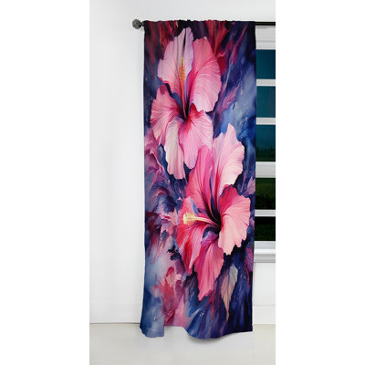 Rideau occultant floral en velours Gardiner - Hibiscus - 1 panneau