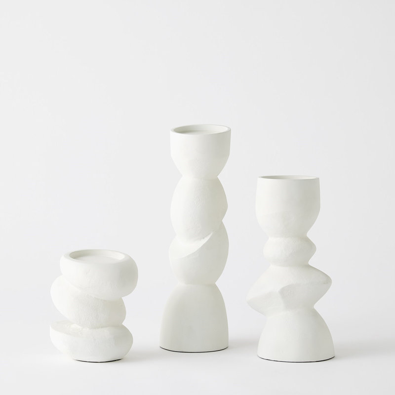 Pradier Candle Holder-White-Med