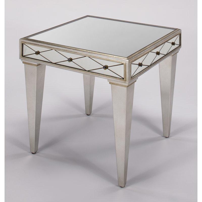 Mirrored Glass Top End Table
