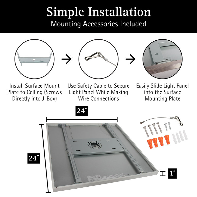 Plafonnier à fixation en surface 2X2 pi - mince, bord éclairé, panneau plat encastré, Blanc mat