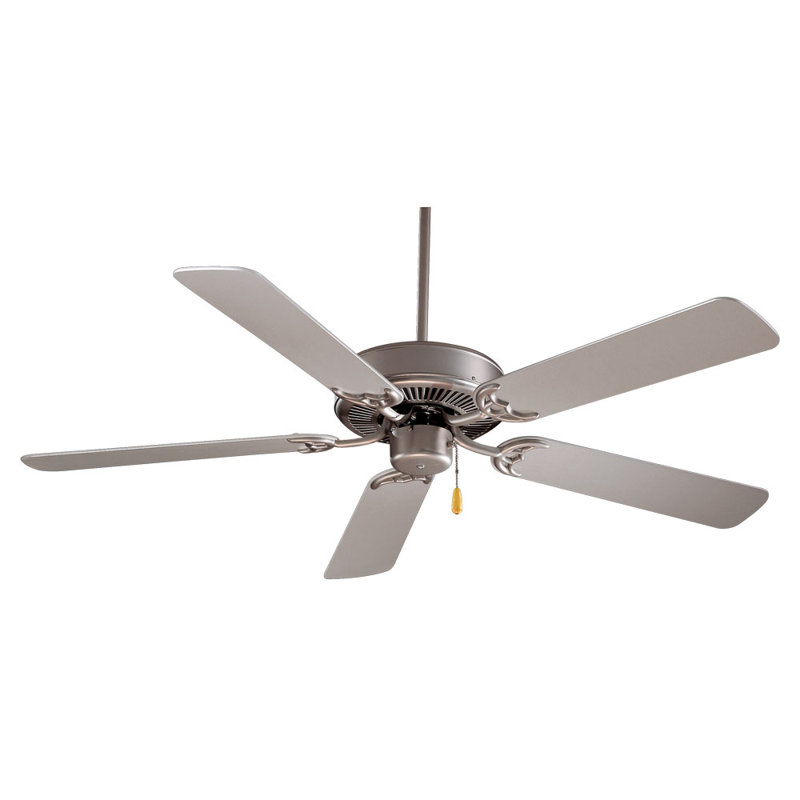 52" Contractor 5 - Blade Standard Ceiling Fan with Pull Chain, Brushed Steel
