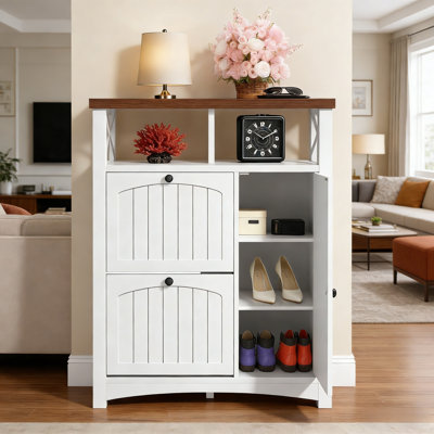 Armoire à chaussures Farmhouse avec 2 tiroirs rabattables
