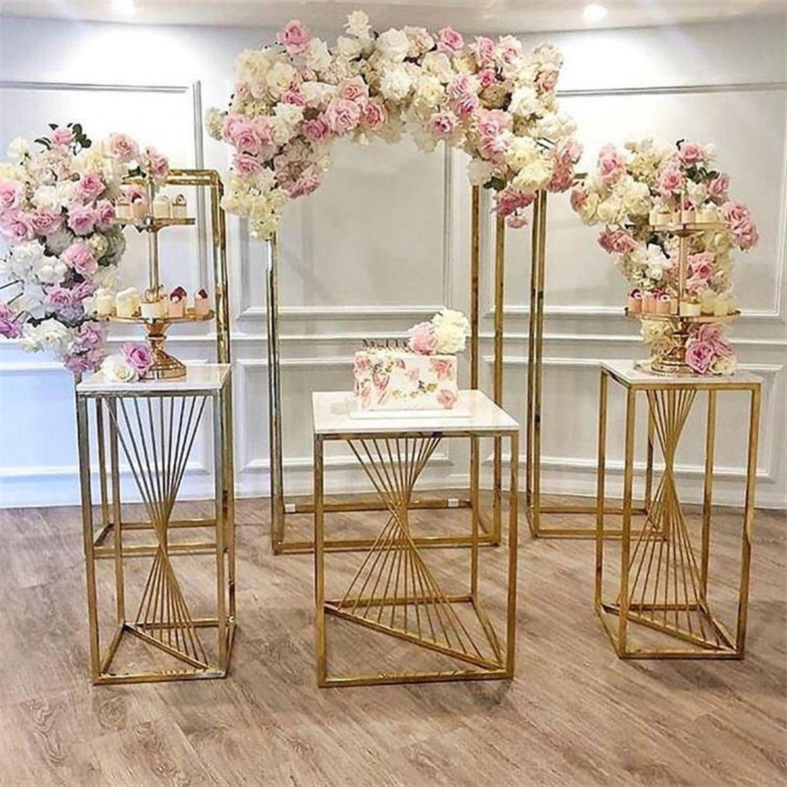 Stonehill 7.2ft Metal Wedding Arch Backdrop Stand for Wedding Flower Arrangements Balloon Everly Quinn