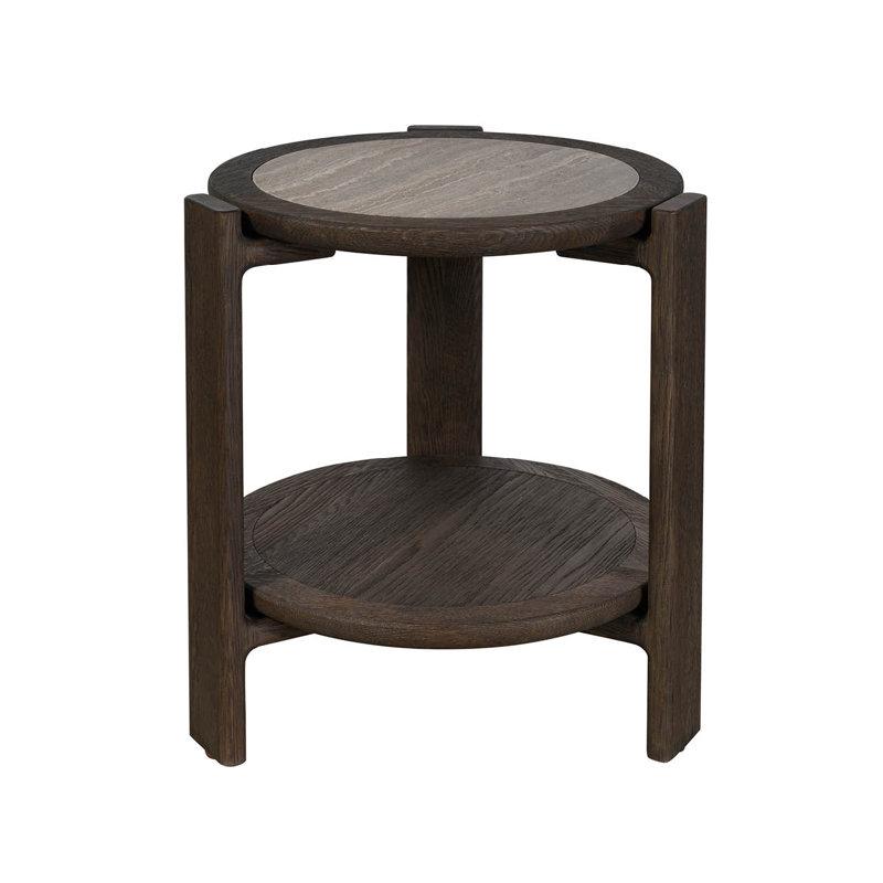 Modern Stone End Table, Brown