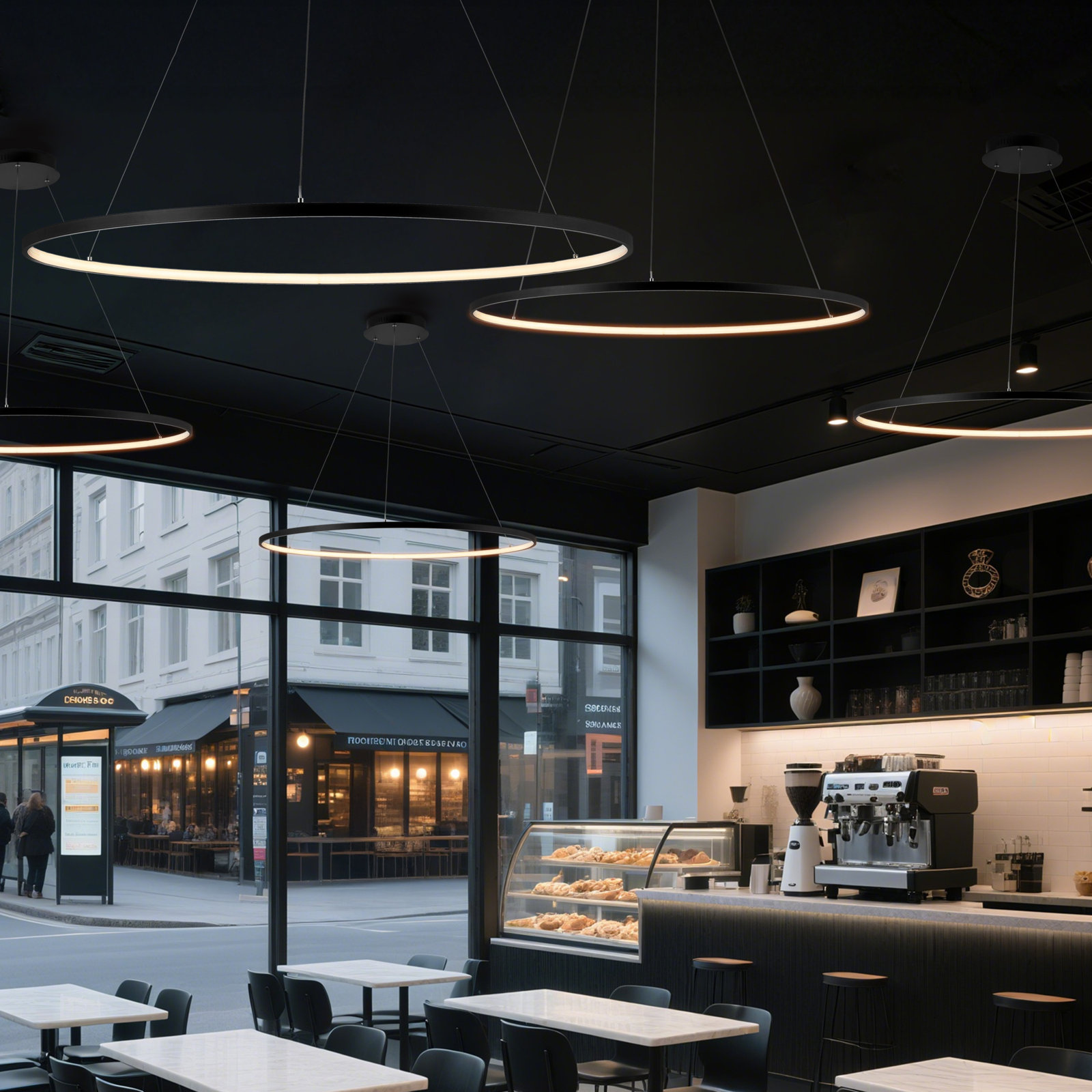 Odin Single Light Dimmable LED Pendant, 0.75" H x 34.88" W x 34.88" D, Matte Black