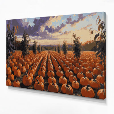 «Farm Pumpkin Patchs», art mural sur toile brune