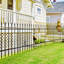 Clôture de jardin en métal H 32 po x l 24 po, 5 panneaux (4 panneaux + 1 barrière), longueur totale de 10 pi, clôture décorative sans creusage pour parterres de fleurs, cours, chiens et barrières pour animaux, noir-110897121-129687548