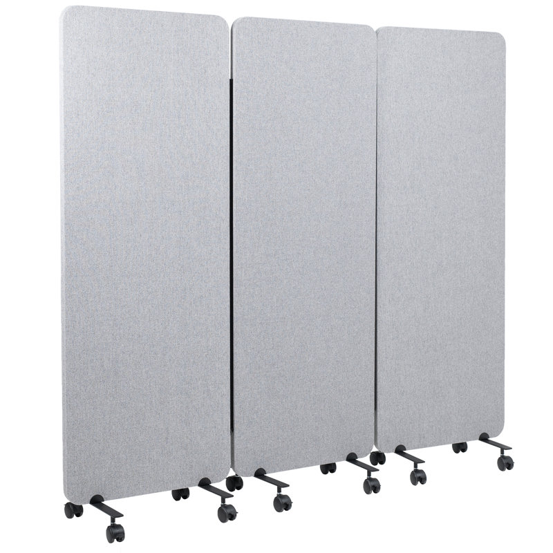 VIVO Grey 72 x 66 inch Mobile Privacy Panel Office Partition on Wheels