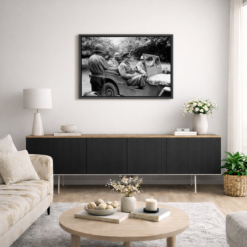 «General Dwight Eisenhower», photographie de Jeep de la Seconde Guerre mondiale, images de salon, impression sur toile encadrée sur toile.