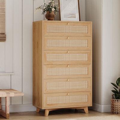 Commode 6 tiroirs en rotin