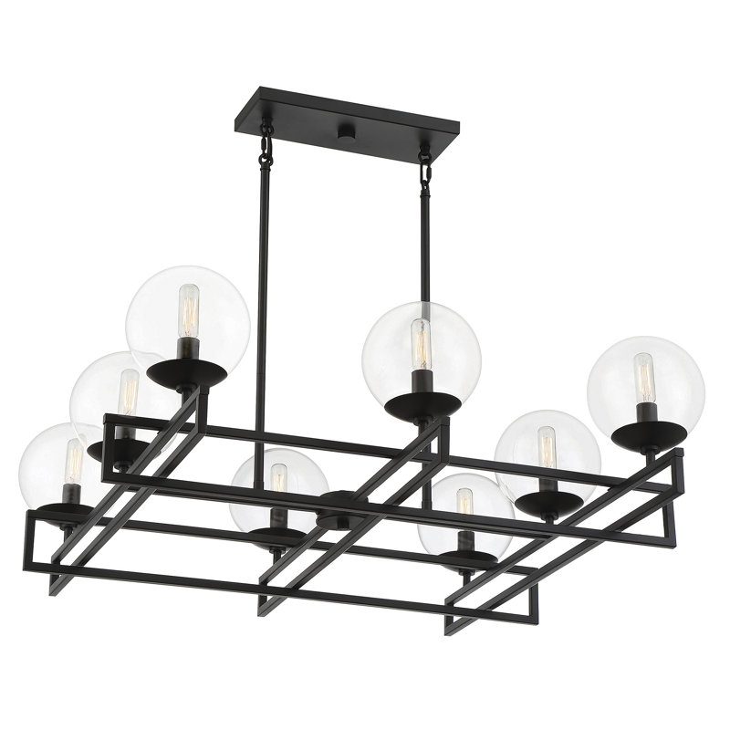 Devony 8 - Light Dimmable Globe Chandelier, Black
