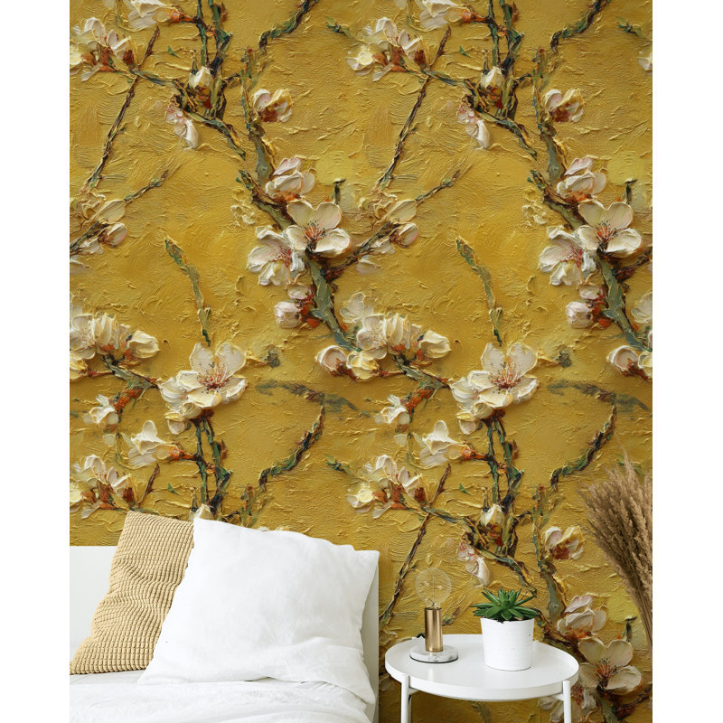 Adhésif décoratif floral doré doré