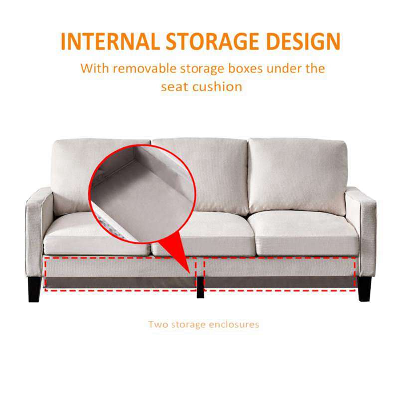 Aurielle 75'' Upholstered Sofa, White Linen Blend