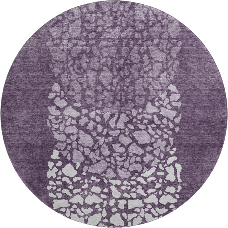 Premium Machine Washable Cerrito Eggplant Rug, Round 8'