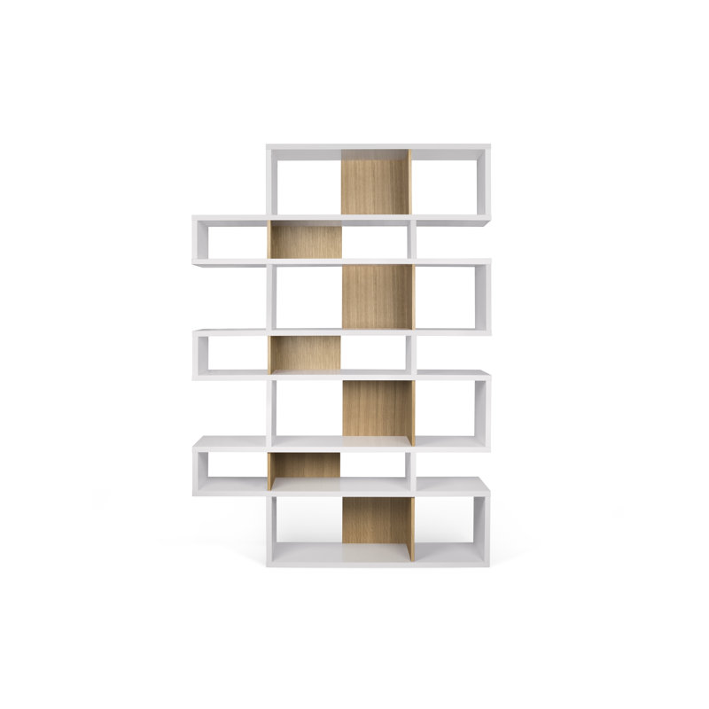 Geometric Bookcase, Matte White / Oak