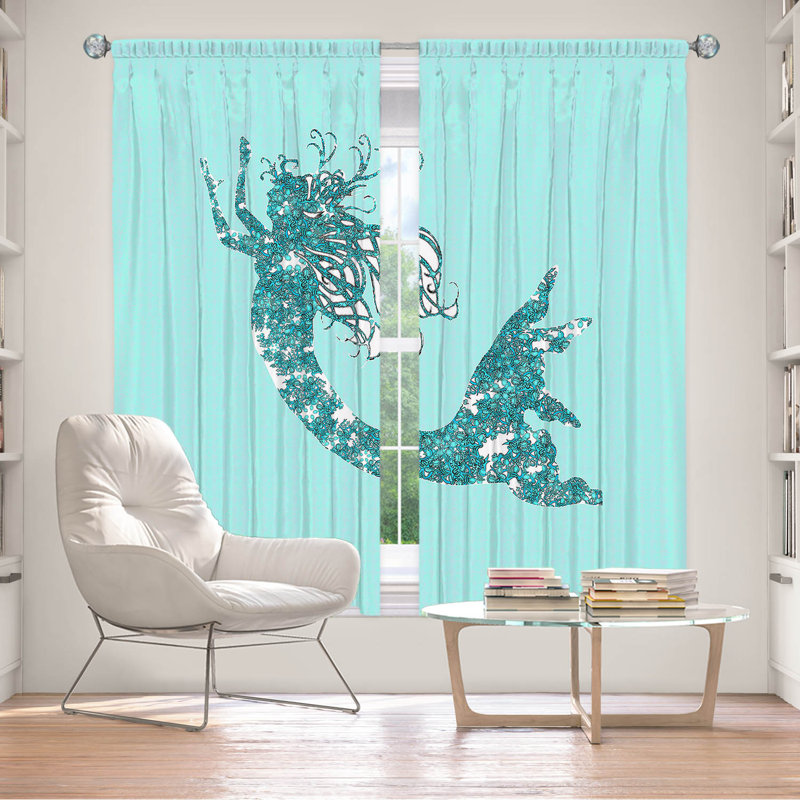 Paire de rideaux obscurcissant en polyester Rossy, Turquoise, L 40 po x L 82 po