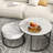 Round Nesting Coffee Table Set Of 2, Modern Side End Tables With Marble Pattern And Metal Frame, Modern Coffee Table With Hidden Compartment For Living Room, Apartment, Office-109723233