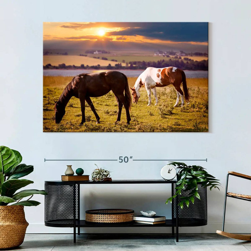 Brampt Horses On Pasture, 34" H x 51" W