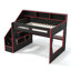 Lit mezzanine de jeu en bois massif Queen avec escalier de rangement, étagères ouvertes dans la tête de lit, éclairage DEL et bureau de chargement USB-427014402-427014405