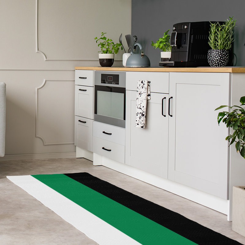 Tapis à rayures vert/noir, Tapis de couloir 2 pi 6 po x 8 pi