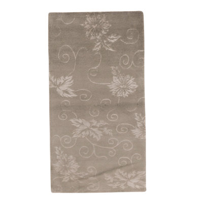 Tapis unique en laine noué à la main de 3 pi x 6 pi de couleur taupe / ivoire