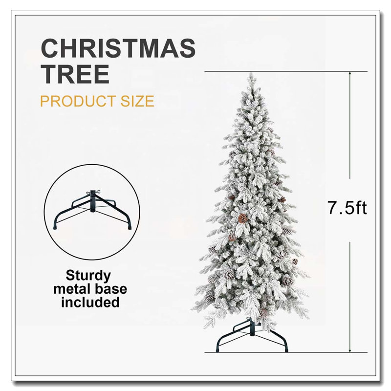 Arbre de Noël 7,5 pi, aspect neige réaliste, H 7,5 pi