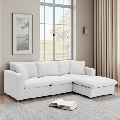 Canapé modulaire moderne 101 * 66 "avec coussins décoratifs, ensemble de canapé en L en forme de nuage avec siège large, ensemble de canapé en tissu confortable en polyester 4 places avec repose-pieds mobile pour salon, appartement, bureau