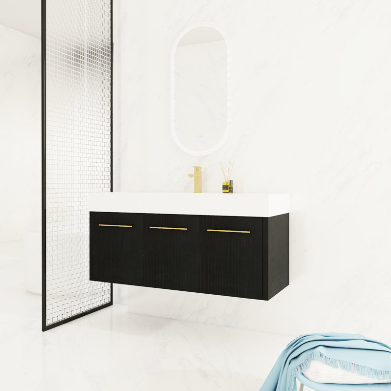 Meuble-lavabo mural moderne, meuble de rangement pour salle de bain