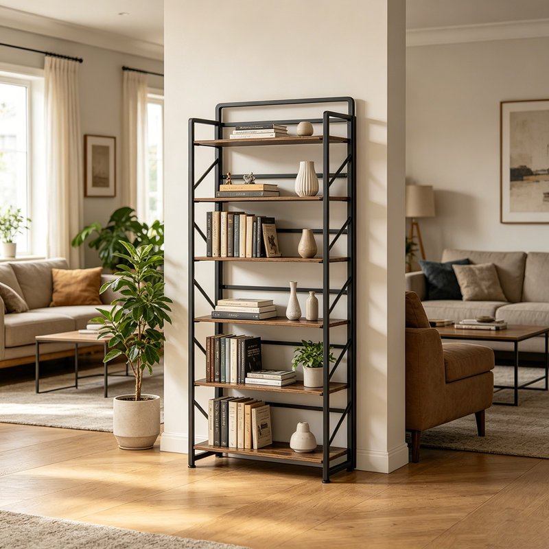 Bibliothèque pliante en bois 6 niveaux, Brown