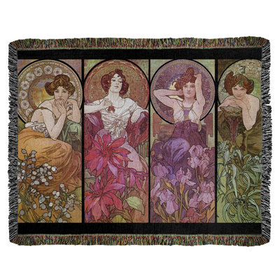 Alphonse Mucha Hand Woven Throw Blanket