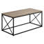 Table de salon moderne avec surface stratifiée taupe et support en métal noir