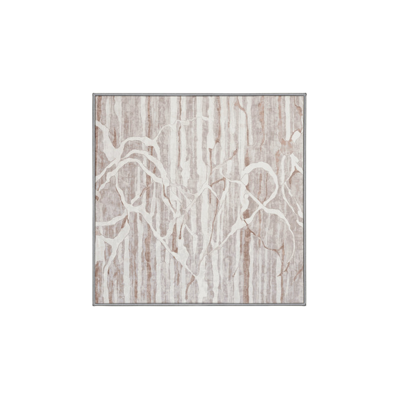 Machine Washable Gray Area Rug, Square 3'