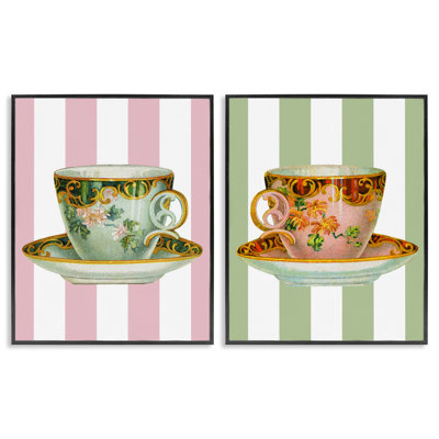 Ensemble de 2 tasses à thé classiques sur rayures, ensemble de giclées par Lil 'Rue