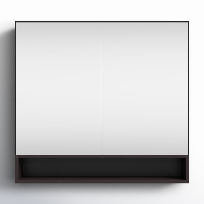 Bergen 36" Medicine Cabinet, Matte Black/Dark Walnut