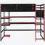 Full Size Wood Loft Bed With Desk,Side Storage Rack,Multi-Storage Shelves And RGB Light,Red-71119376-71119391